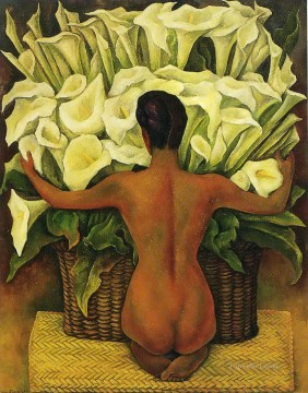 nude with calla lilies 1944 Diego Rivera Oil Paintings